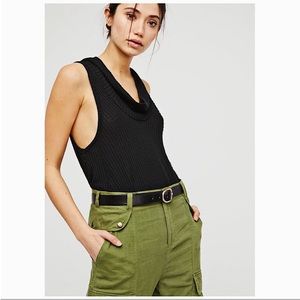 FREE PEOPLE | SWING RIBBED BLACK COWL TANK